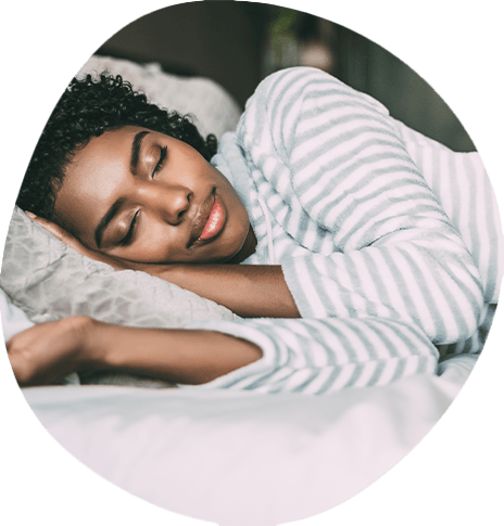 woman sleeping happily