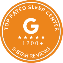 Top rated sleep center on Google 1200 plus 5 star reviews badge